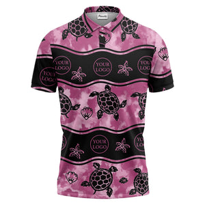wavy band sea turtles starfish monochrome polo shirt for men