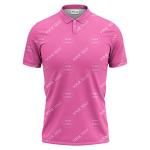 your name & logo repeat pattern black polo shirt for men