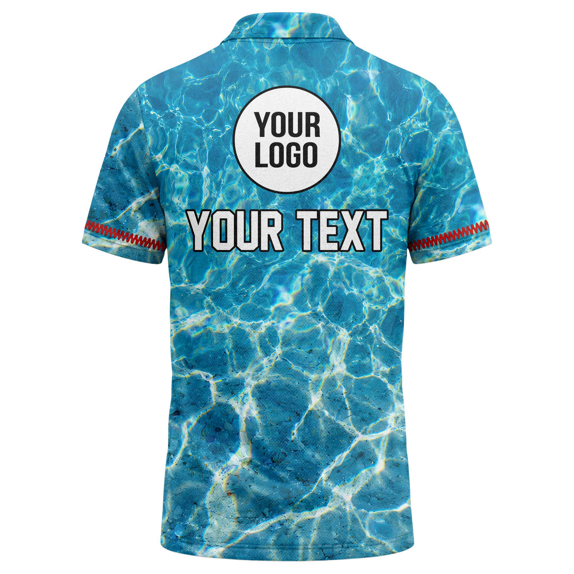 Custom Lobster Polo Shirt with Name Seafood Restaurant Staff Uniform Ocean Water Pattern