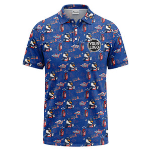 bald eagles golf bags fireworks patriotic polo shirt for men