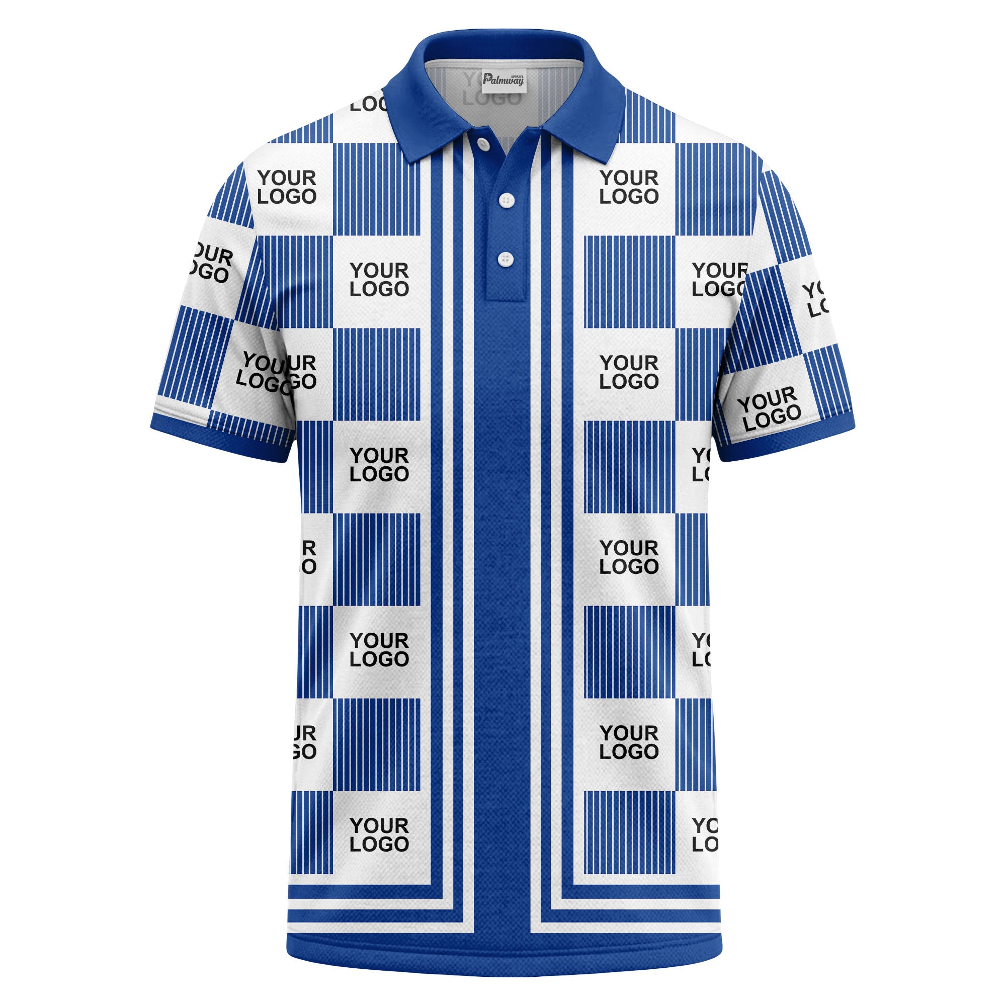 barcode graphic custom logo black white polo shirt for men