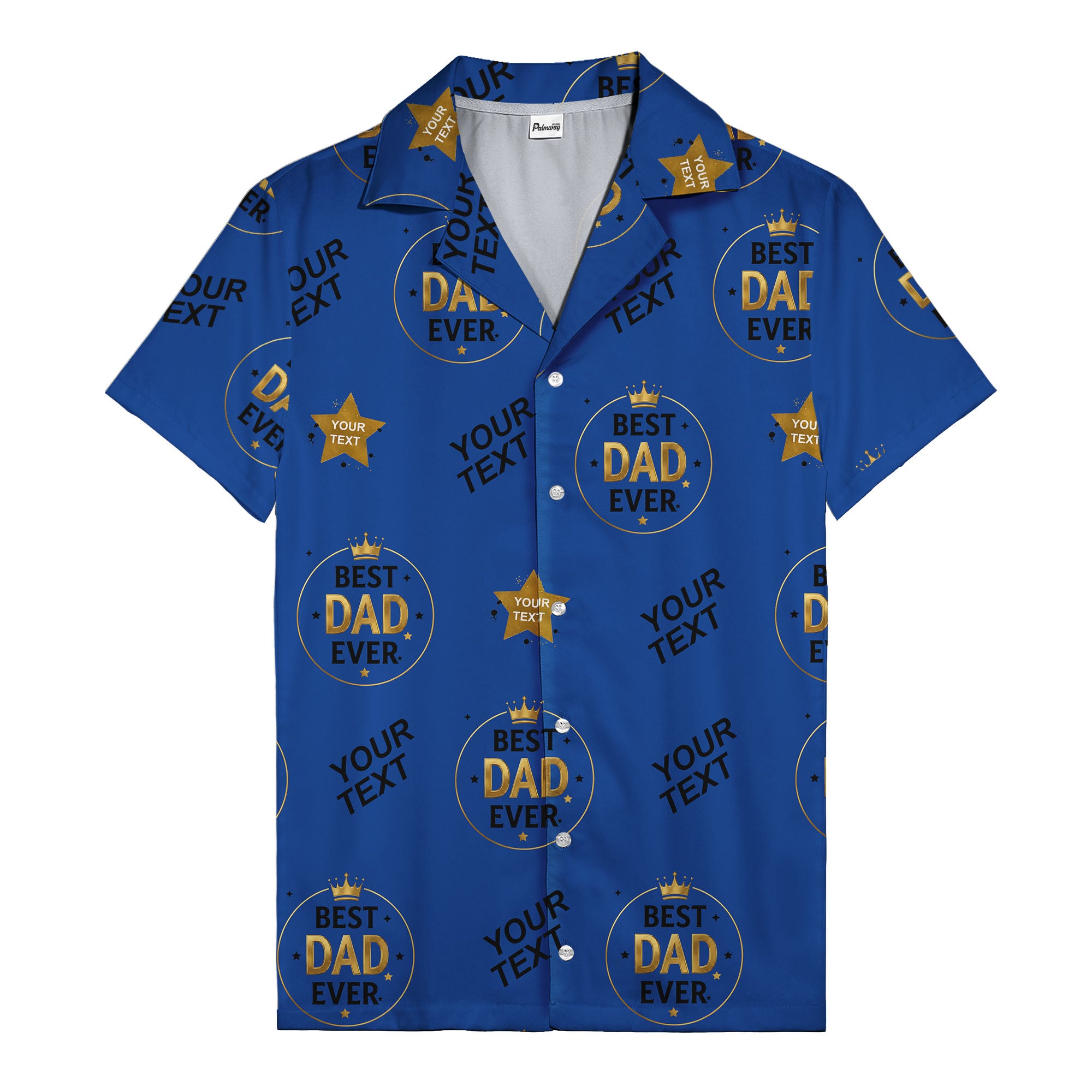 best dad ever gold crown circle repeat pattern hawaiian shirt for men