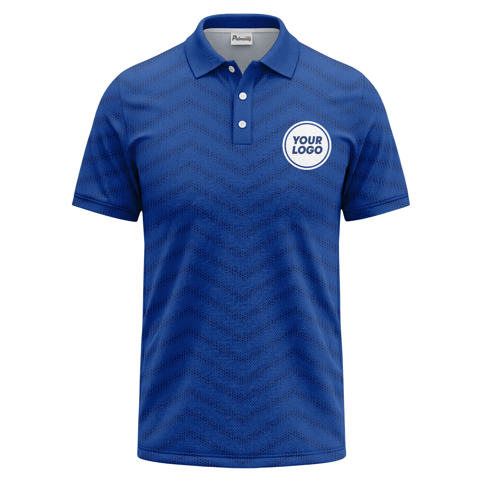 black chevron dot geometric pattern custom logo polo shirt for men