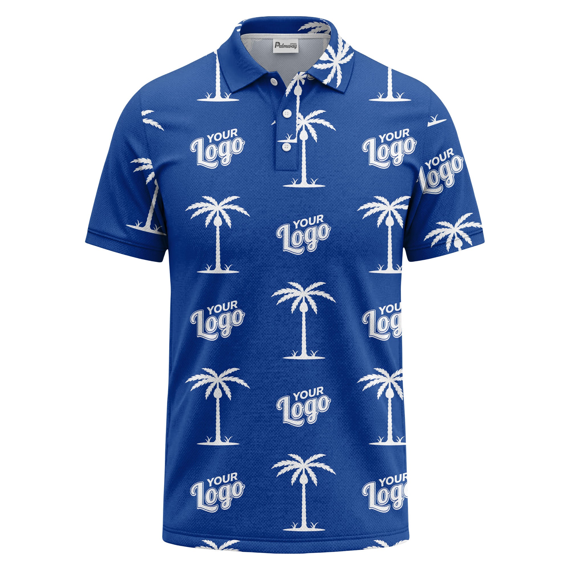black gold palm trees & customizable logos graphic polo shirt