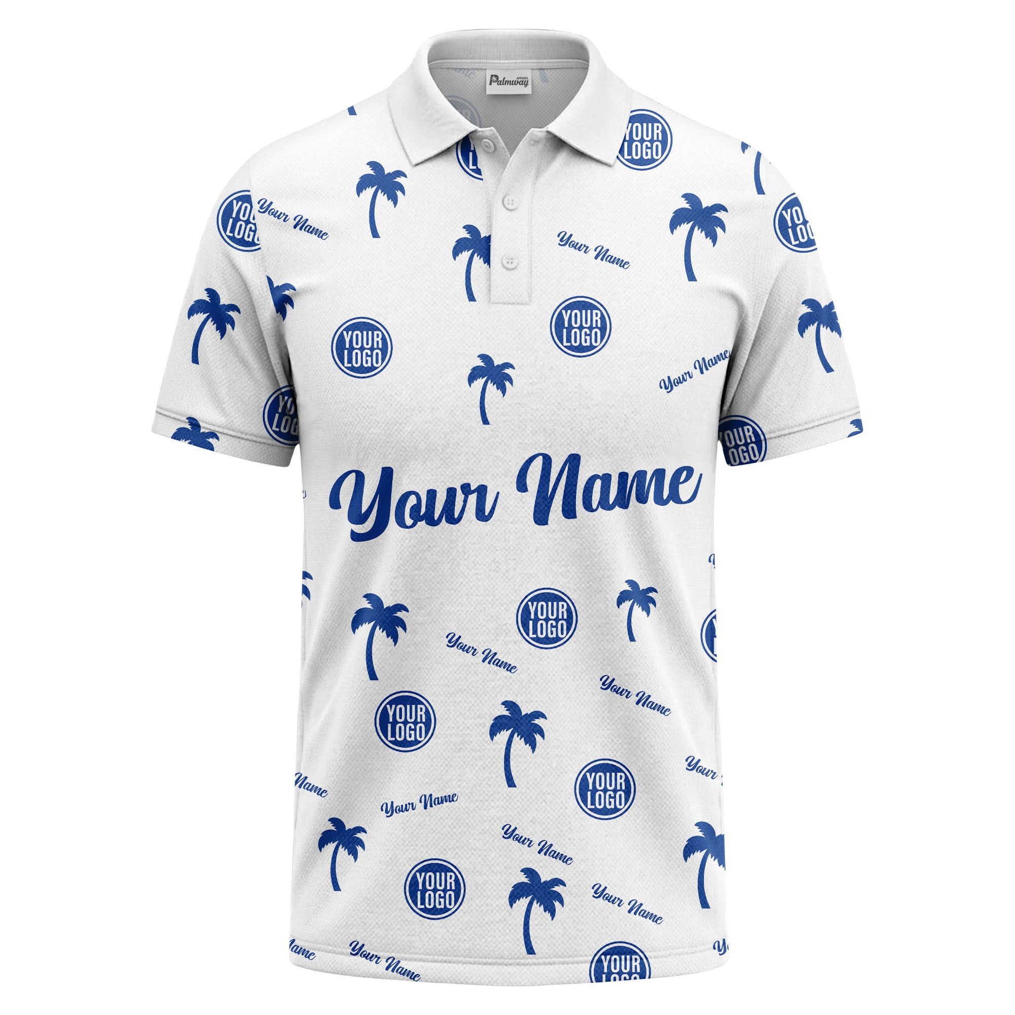 black palm tree silhouettes personalized polo shirt with custom logos