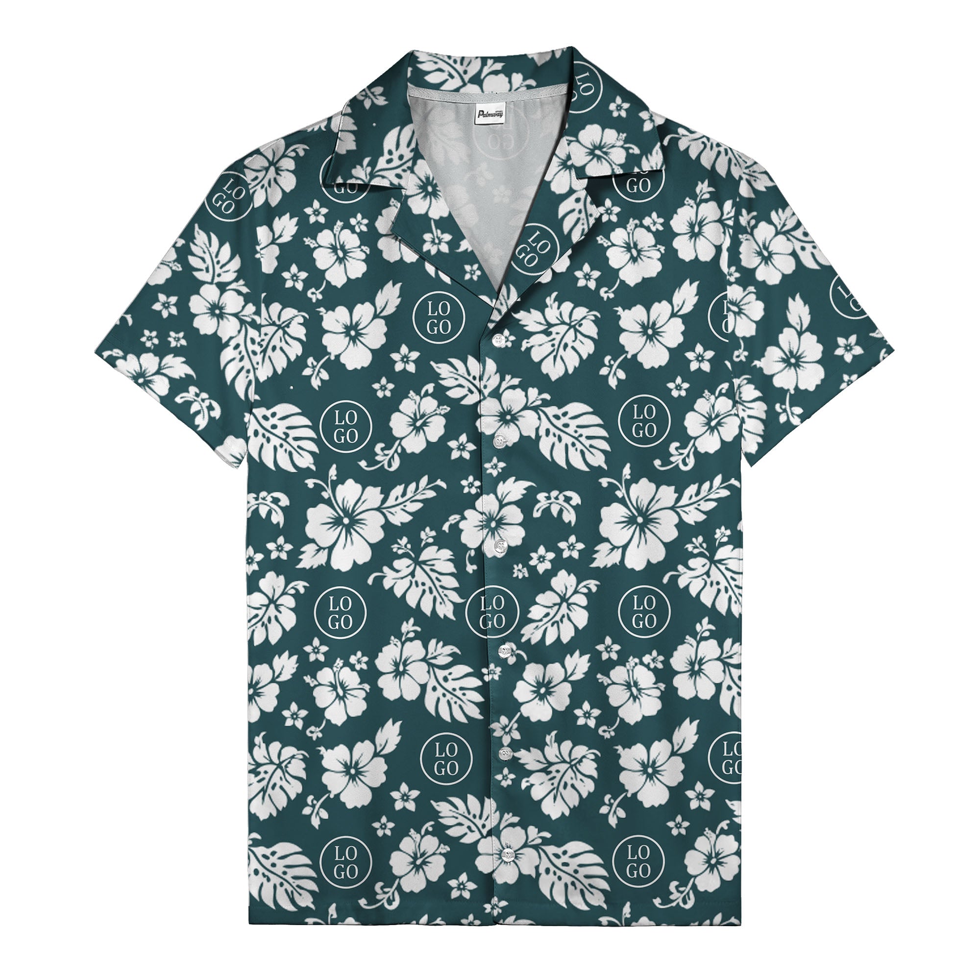 black & white hibiscus blooms & monstera leaves hawaiian shirt for men