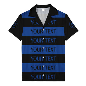 bold horizontal stripes customizable text hawaiian shirt for men
