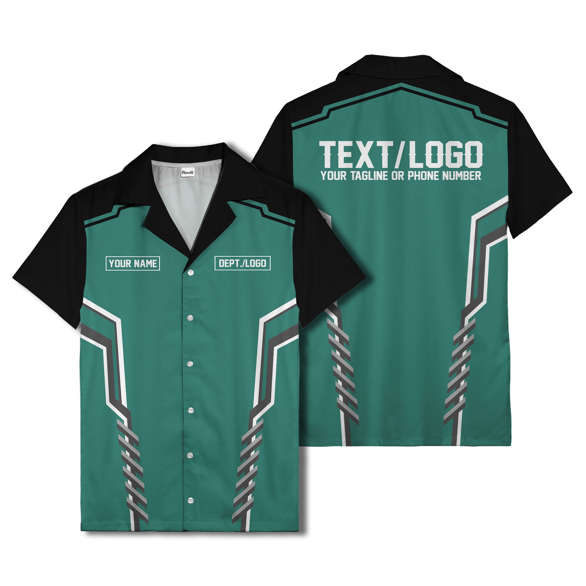 bowling team stripe name box hawaiian shirt for men