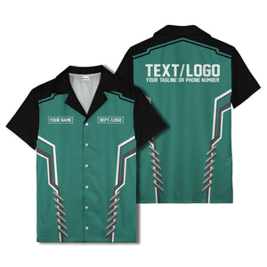 bowling team stripe name box hawaiian shirt for men