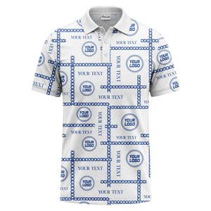 chain link grid custom logo monochrome polo shirt for men