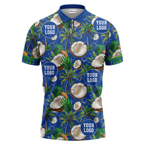 coconut palm trees ice cubes tropical black polo shirt for men