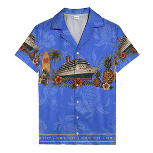 cruise ship surfboard pineapple palm hibiscus hawaiian shirt