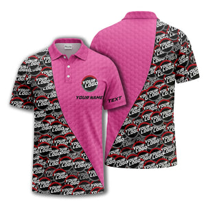 custom logo circles & hexagons grid polo shirt for men