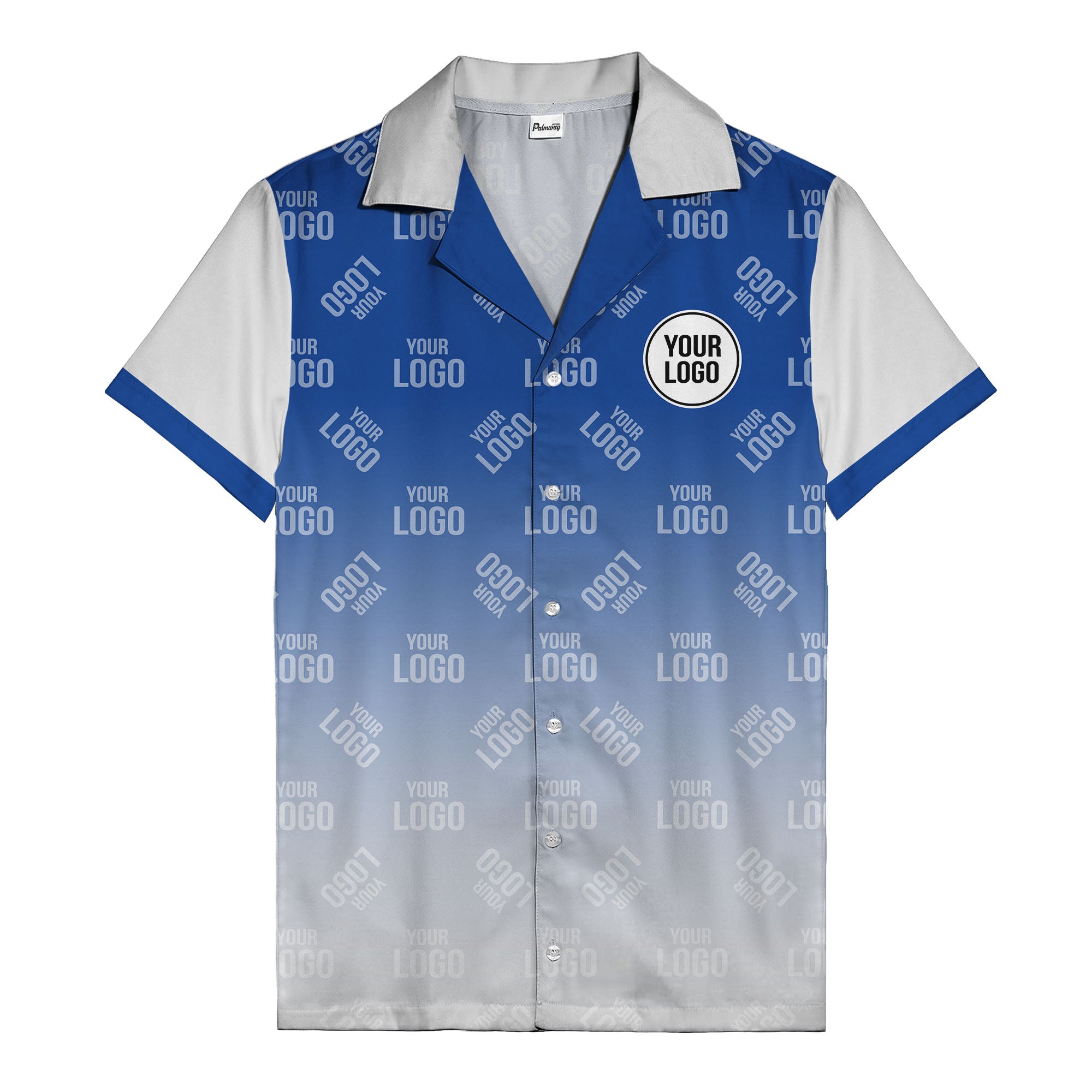 custom logo gradient fade black to white hawaiian shirt