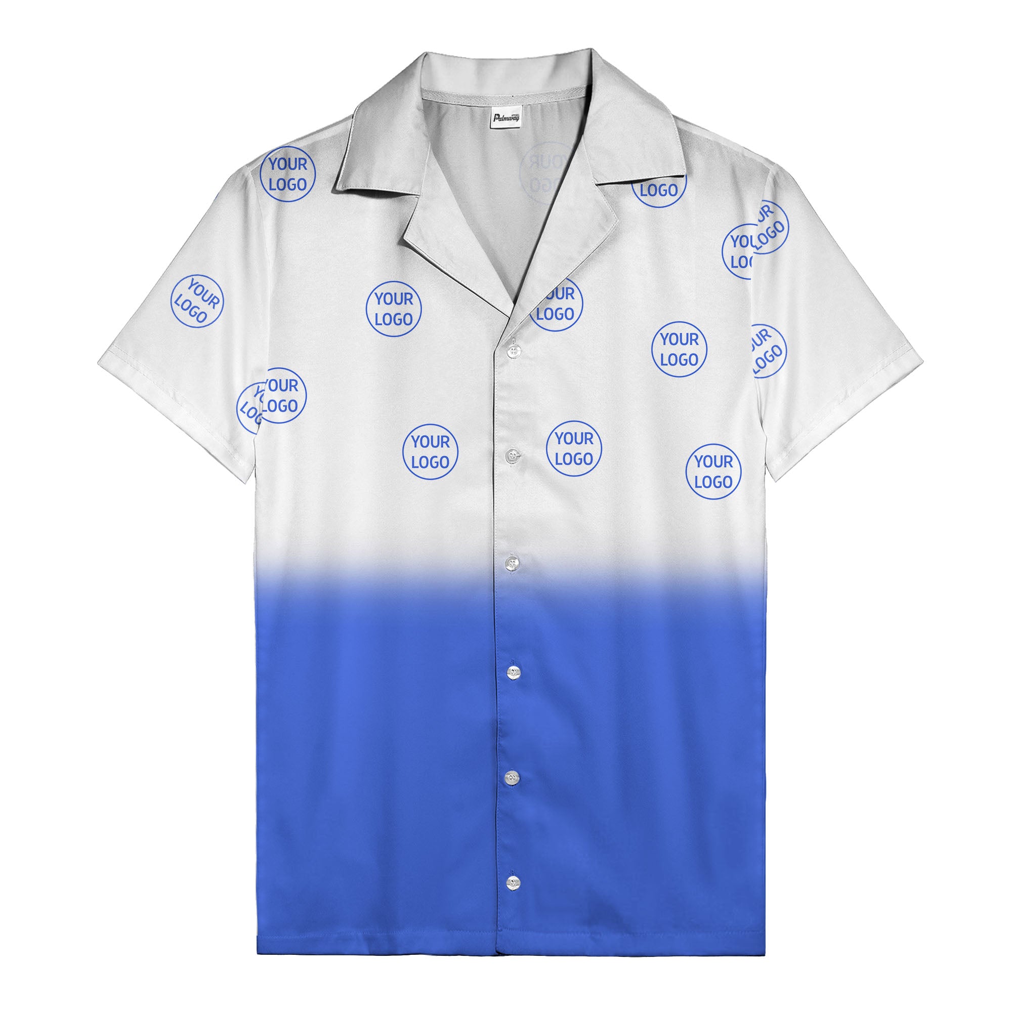 custom logo ombre gradient black white hawaiian shirt