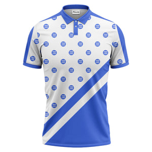 custom logo repeat diagonal stripe black & white polo shirt