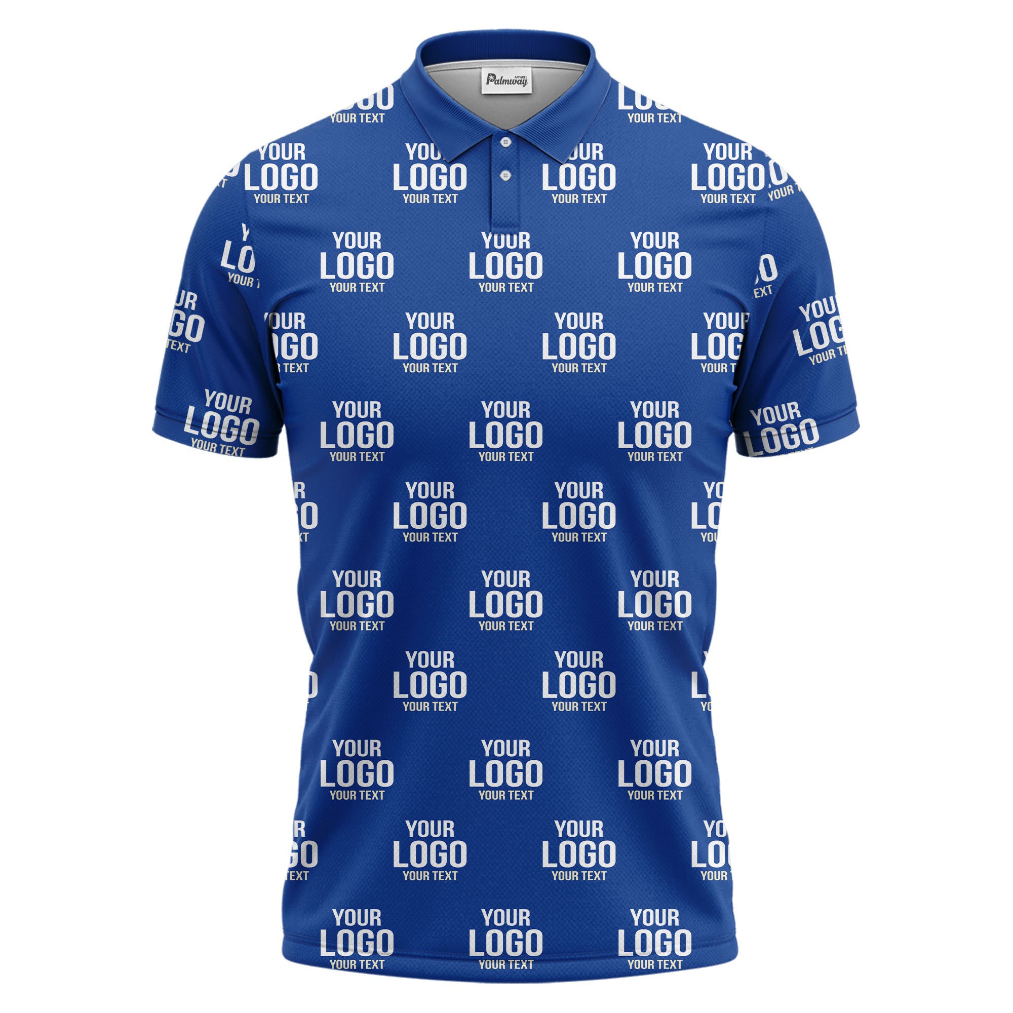 custom logo & text repeat pattern black white gold polo shirt