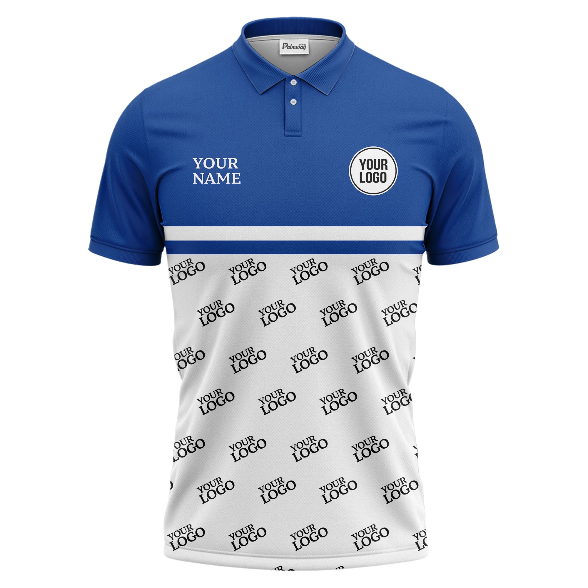custom logos repeat monochrome black white corporate polo shirt