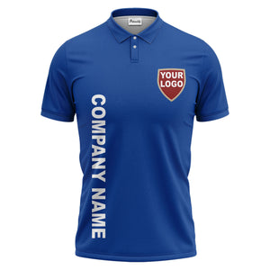 custom shield logo vertical text corporate branded polo shirt