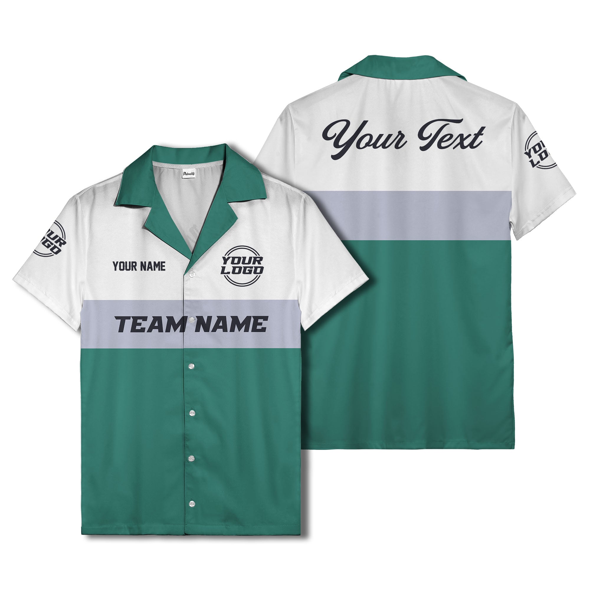 custom team logo & name bowling hawaiian shirt