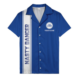 custom team logo striped black hawaiian shirt for spirit days