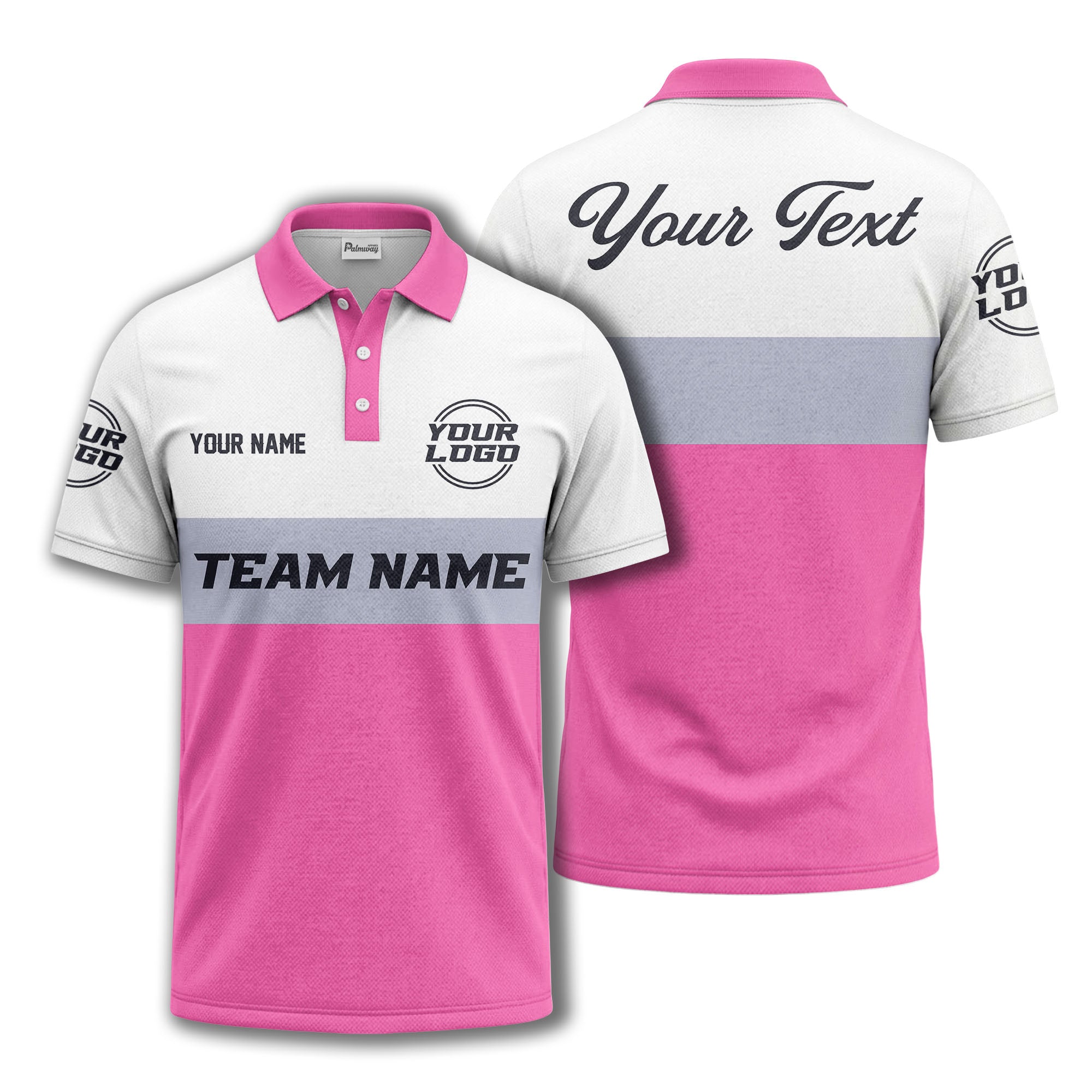 custom team name logo horizontal stripe polo shirt for men