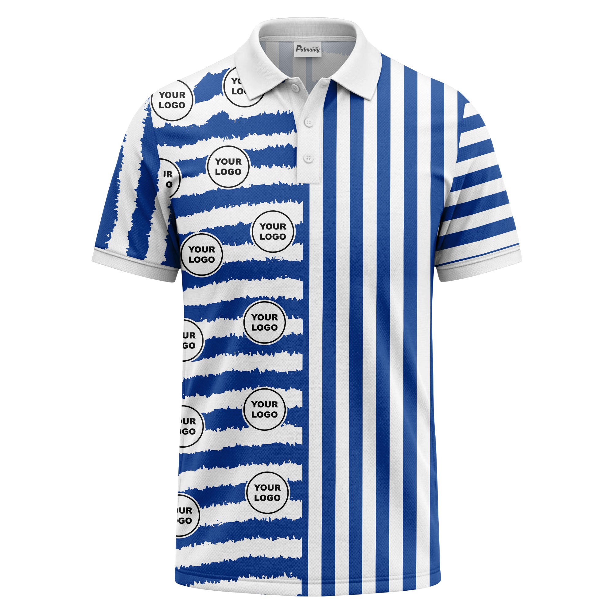 customizable black & white stripes with logo circles polo shirt