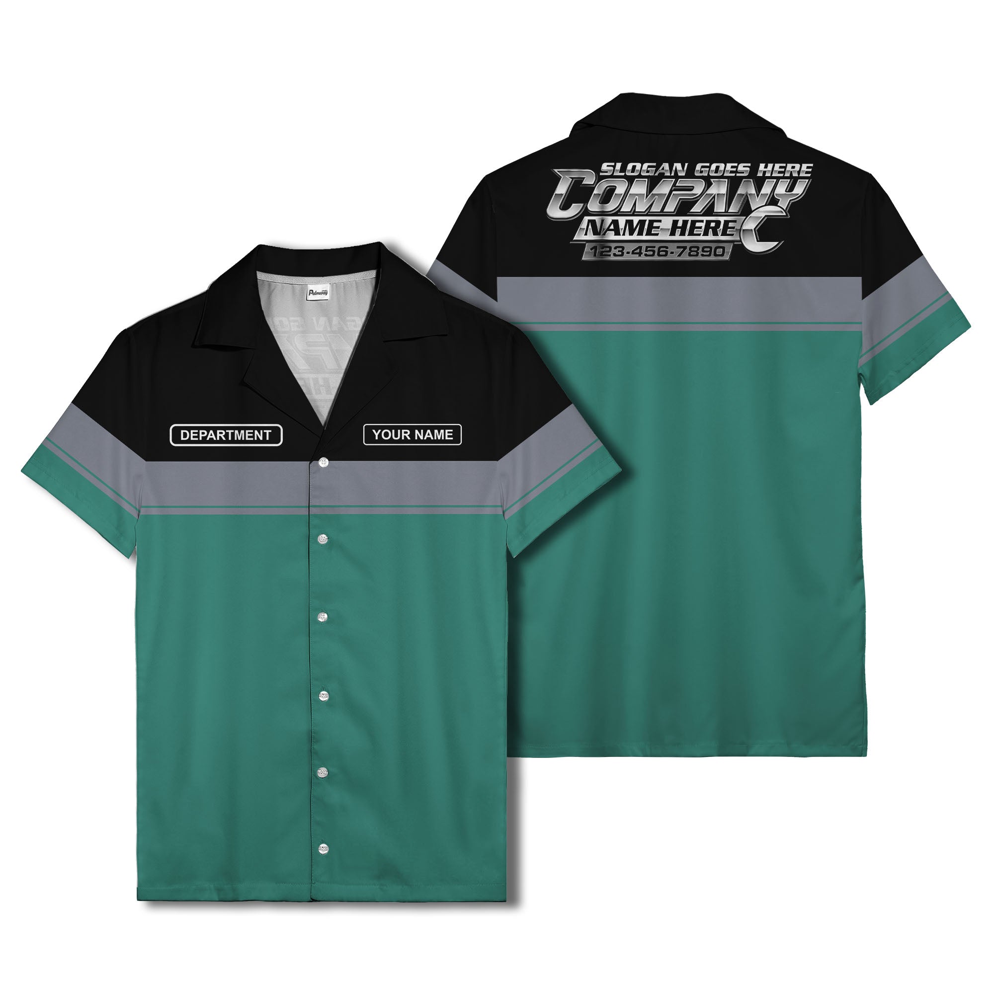 customizable department name gray stripe minimalist hawaiian shirt