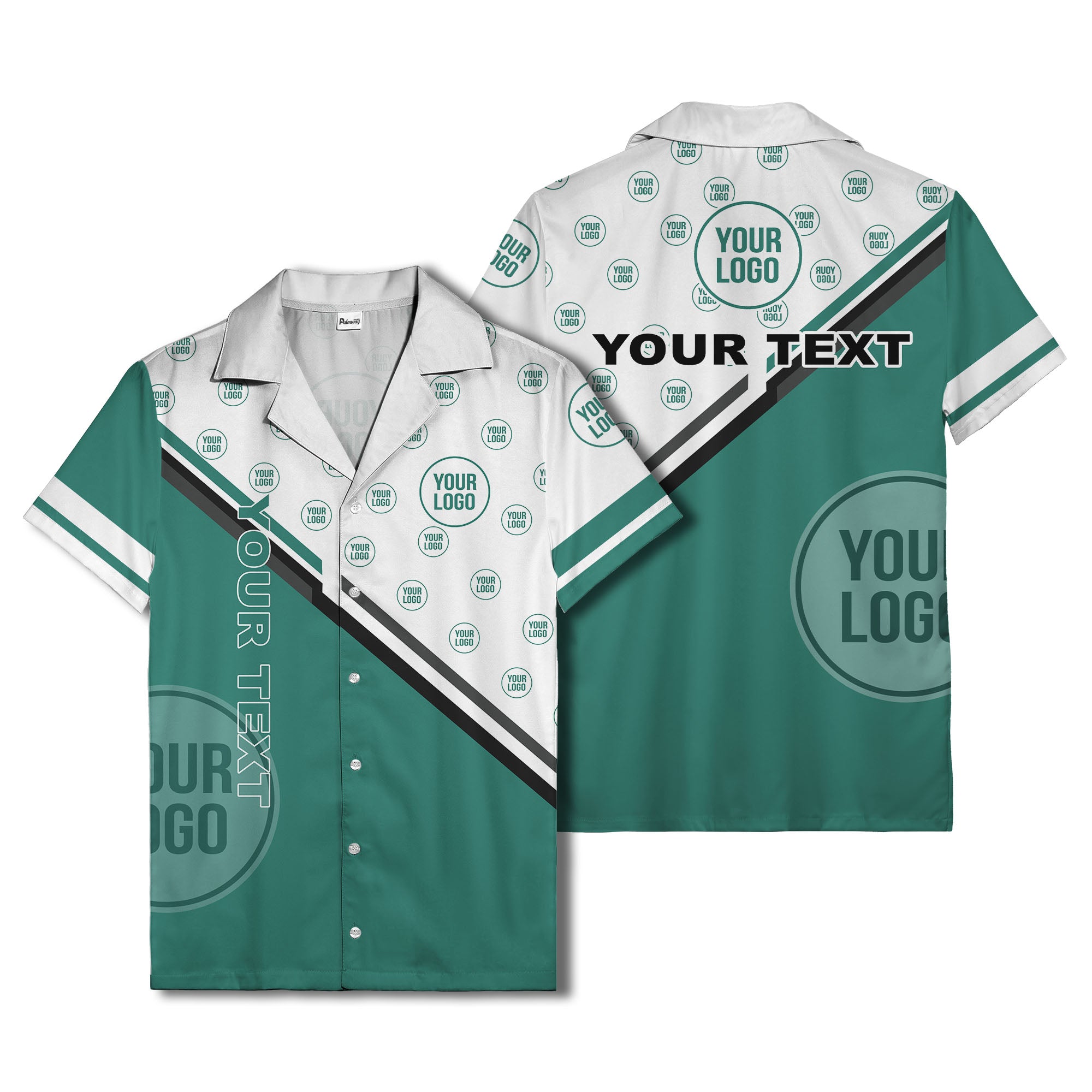 customizable diagonal stripe & logo repeating hawaiian shirt