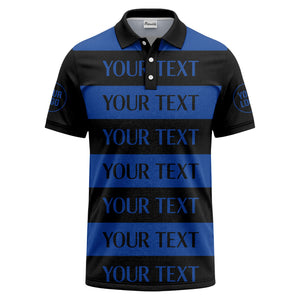 customizable text on bold horizontal stripes polo shirt