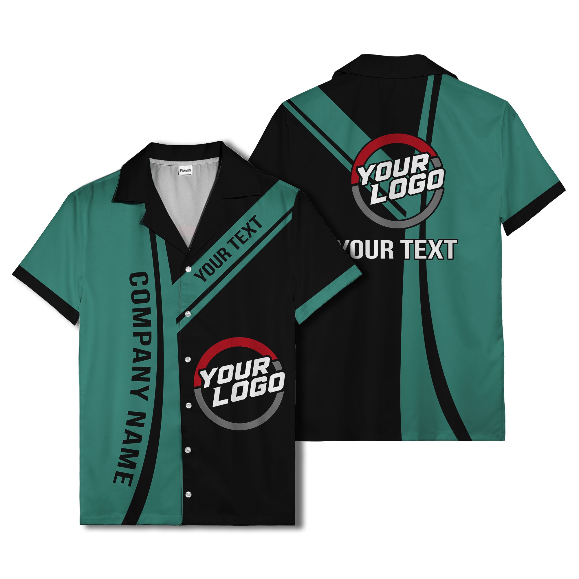 diagonal stripe custom logo company name hawaiian shirt for teams