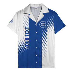 diagonal stripes & custom logo monochrome hawaiian shirt