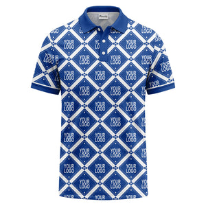 diamond grid logo repeat all over print polo shirt