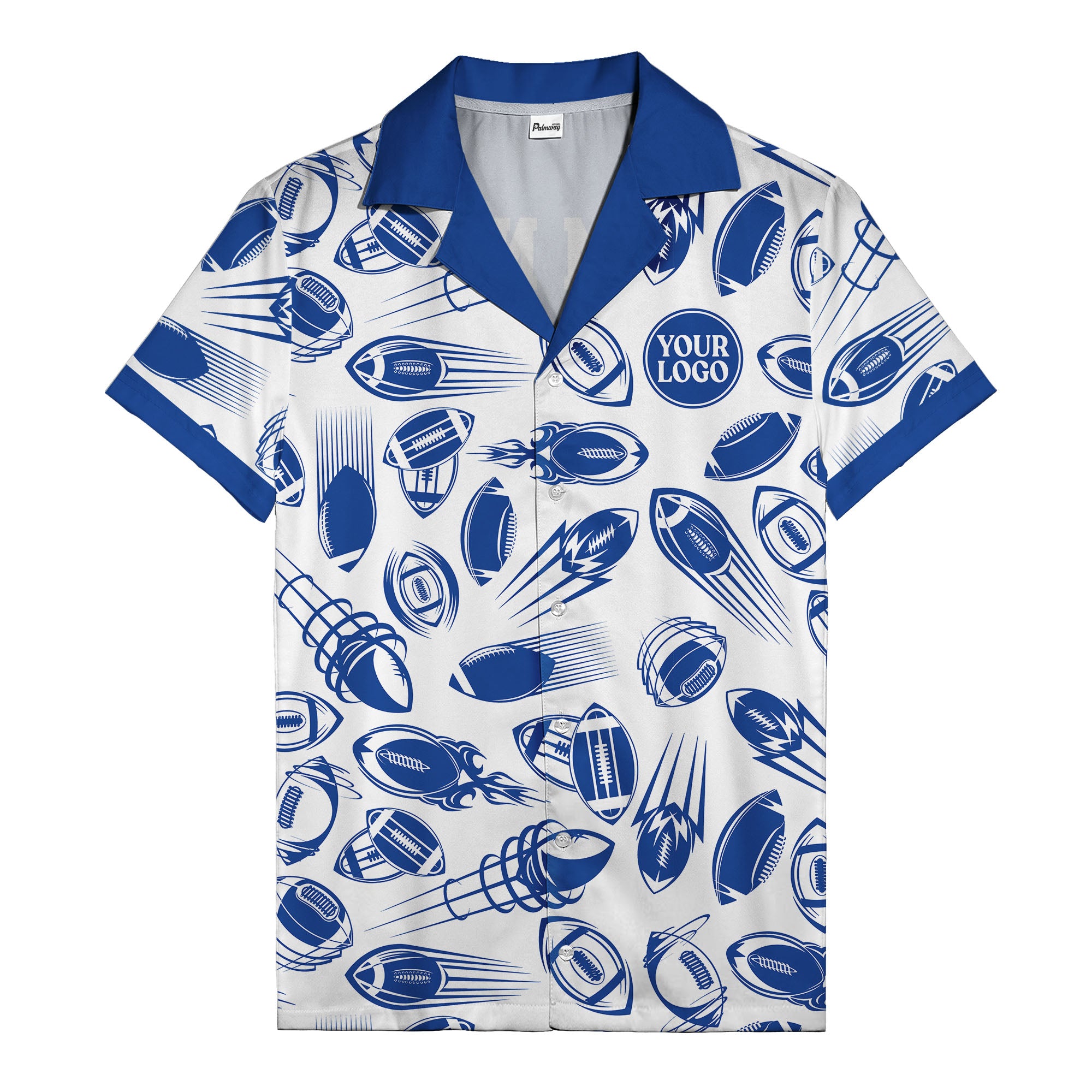 dynamic footballs & speed lines black white graphic hawaiian shirt for men
