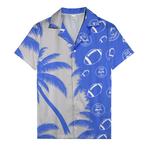 footballs & palm tree silhouettes black white graphic hawaiian shirt