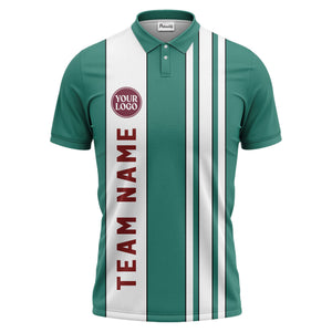 Geometric Maroon Black White Striped Team Polo Shirt With Custom Text Panel