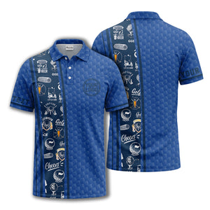 golf club crests & beer glass icons polo shirt for men