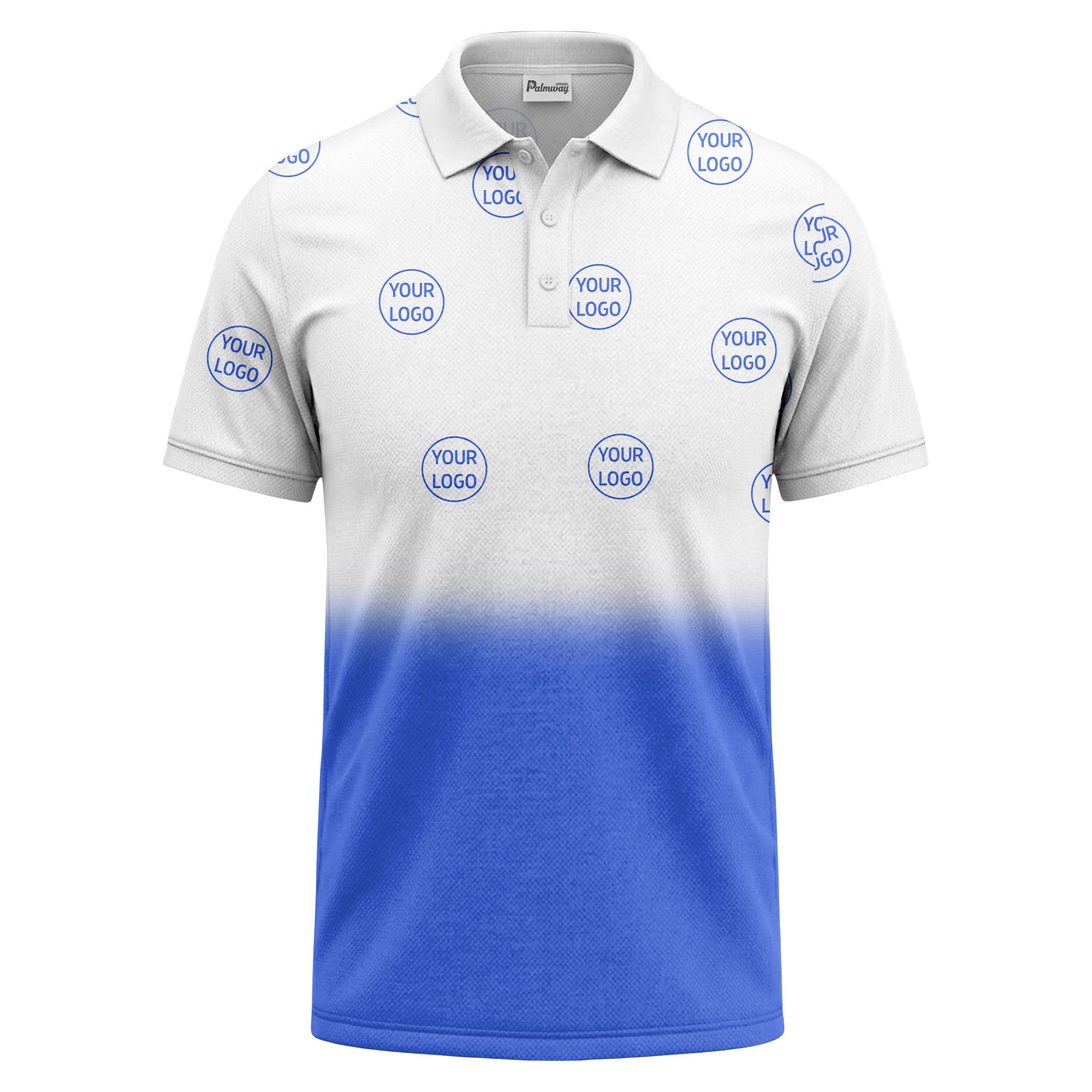 gradient black white custom logo repeat polo shirt