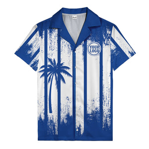 grunge monochrome palm tree silhouettes & stripe hawaiian shirt for men