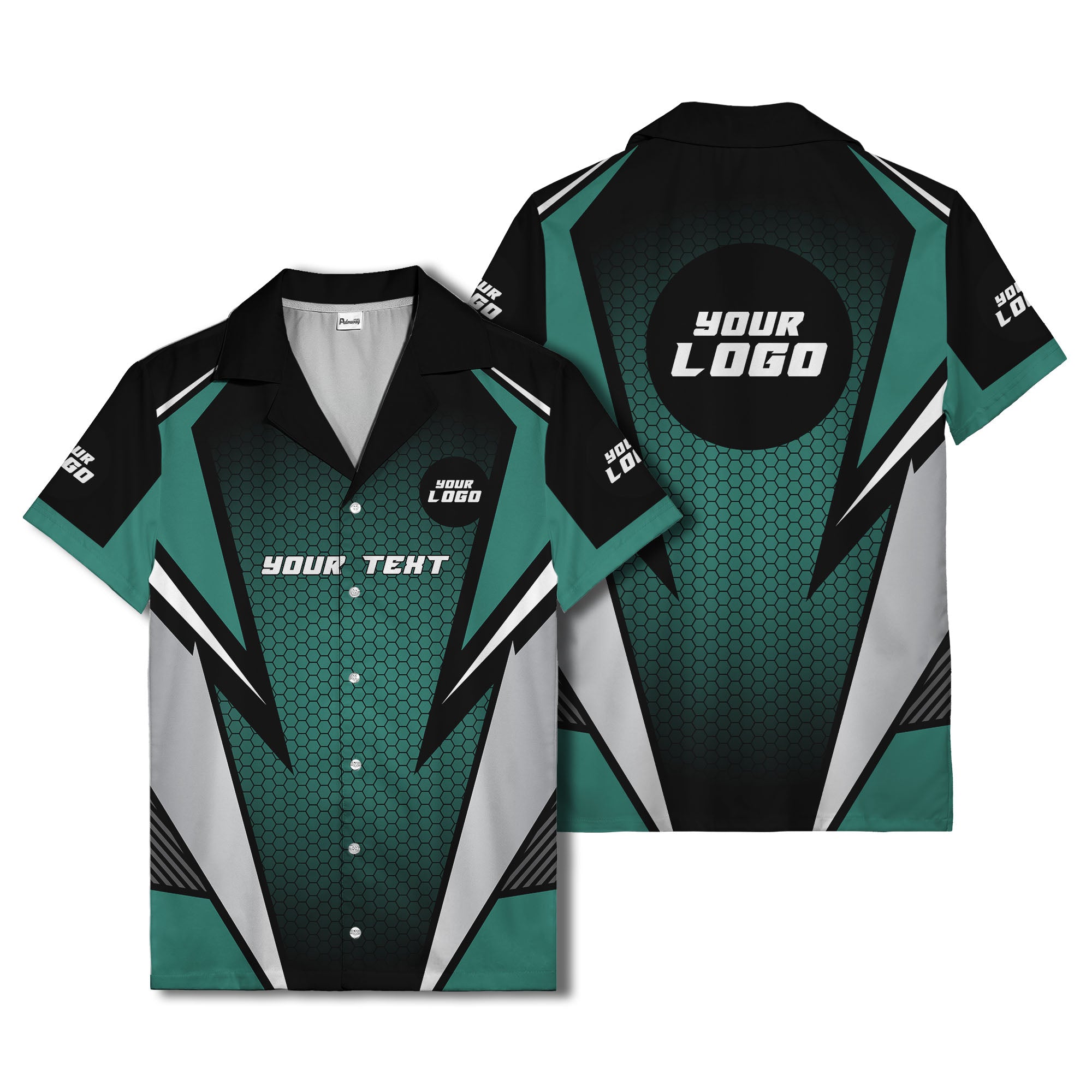 hexagon grid lightning bolt hawaiian shirt for men