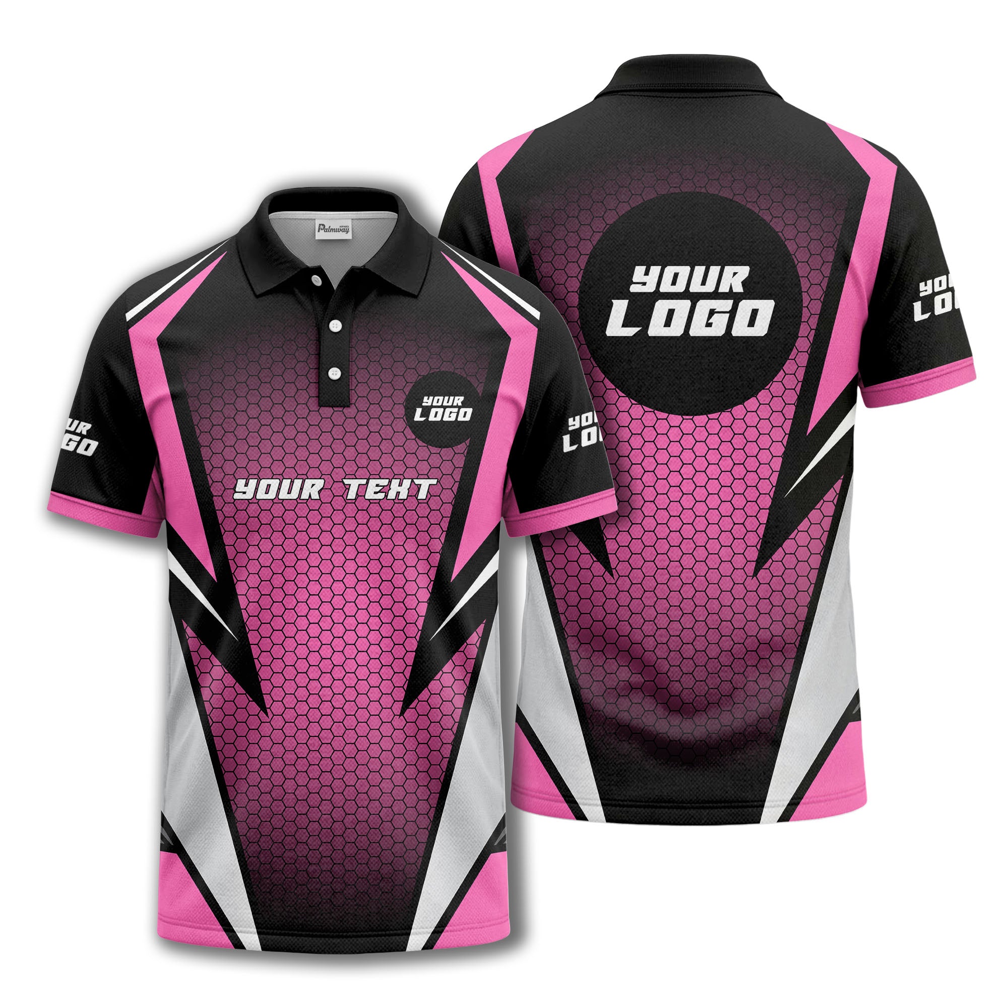 hexagonal grid geometric lines modern tech-inspired polo shirt