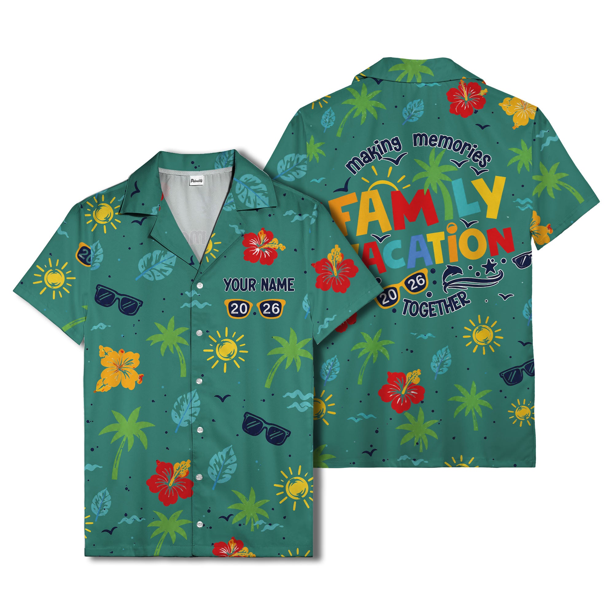 hibiscus palm sunglasses watercolor hawaiian shirt for men