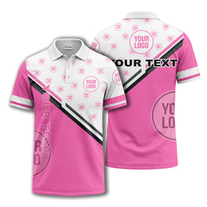 logo repeat diagonal stripe customizable polo shirt for teams