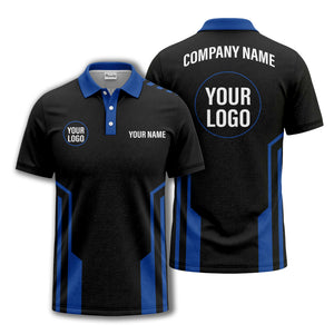 modern black white geometric stripes custom logo polo shirt
