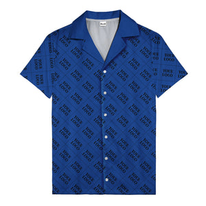 monochrome diamond grid custom logo repeat hawaiian shirt for men