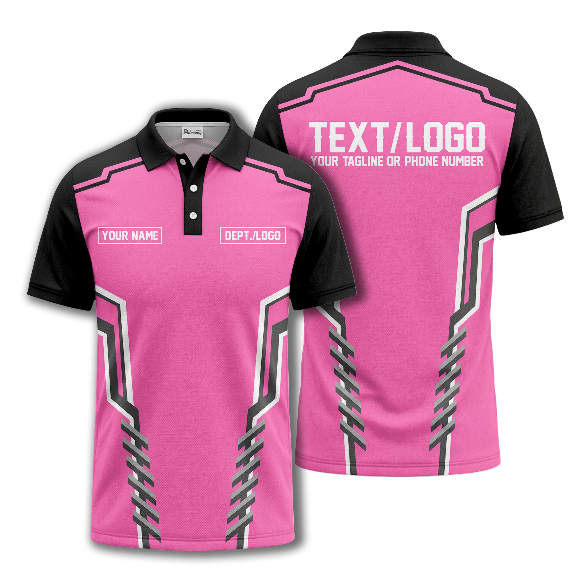 monochrome geometric lines custom name logo polo shirt for departments