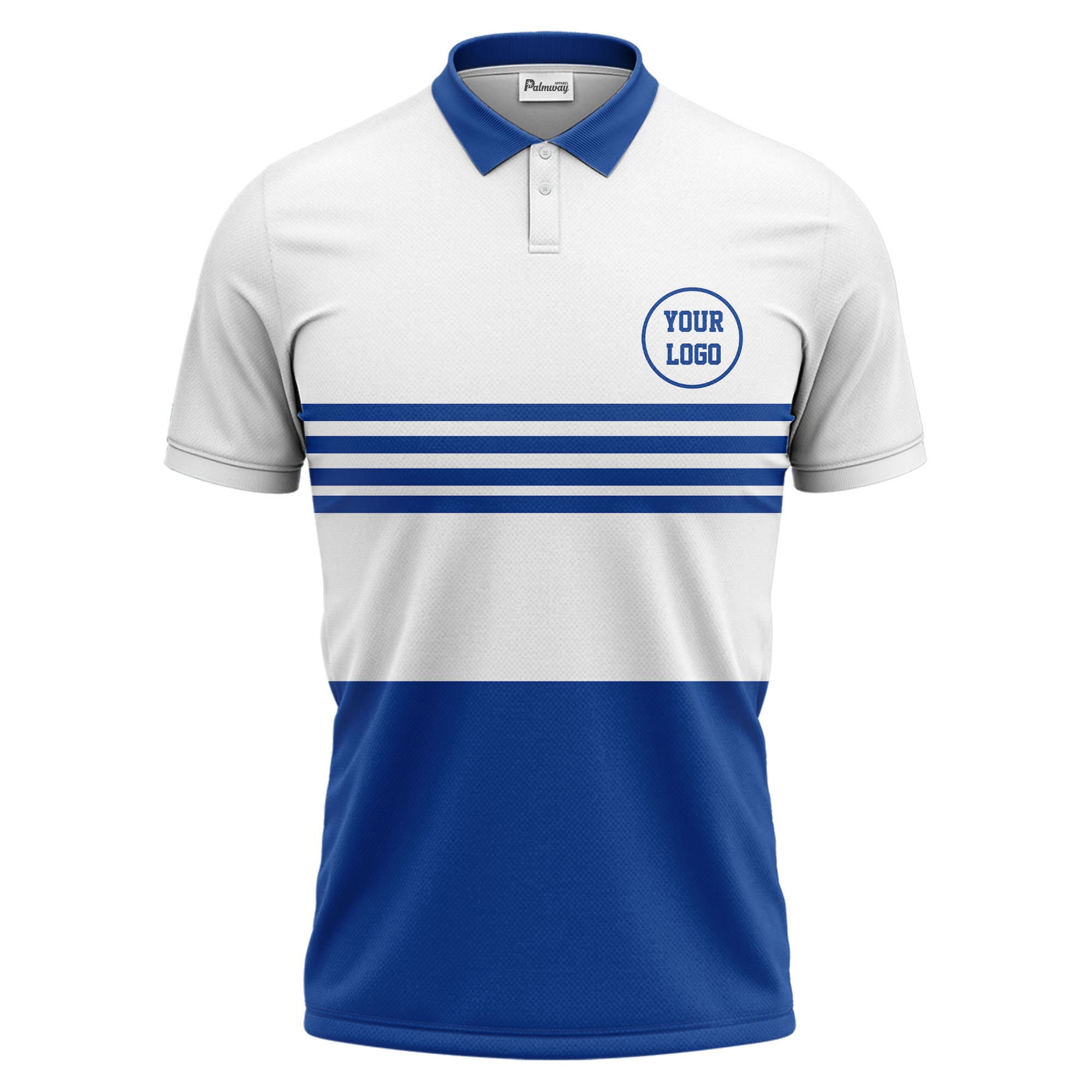 monochrome horizontal stripes & circular logo modern minimalist polo shirt for men