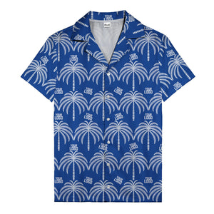 monochrome palm tree & custom logo repeat hawaiian shirt for men