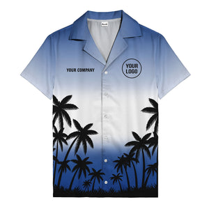 monochrome palm tree gradient silhouette hawaiian shirt for men