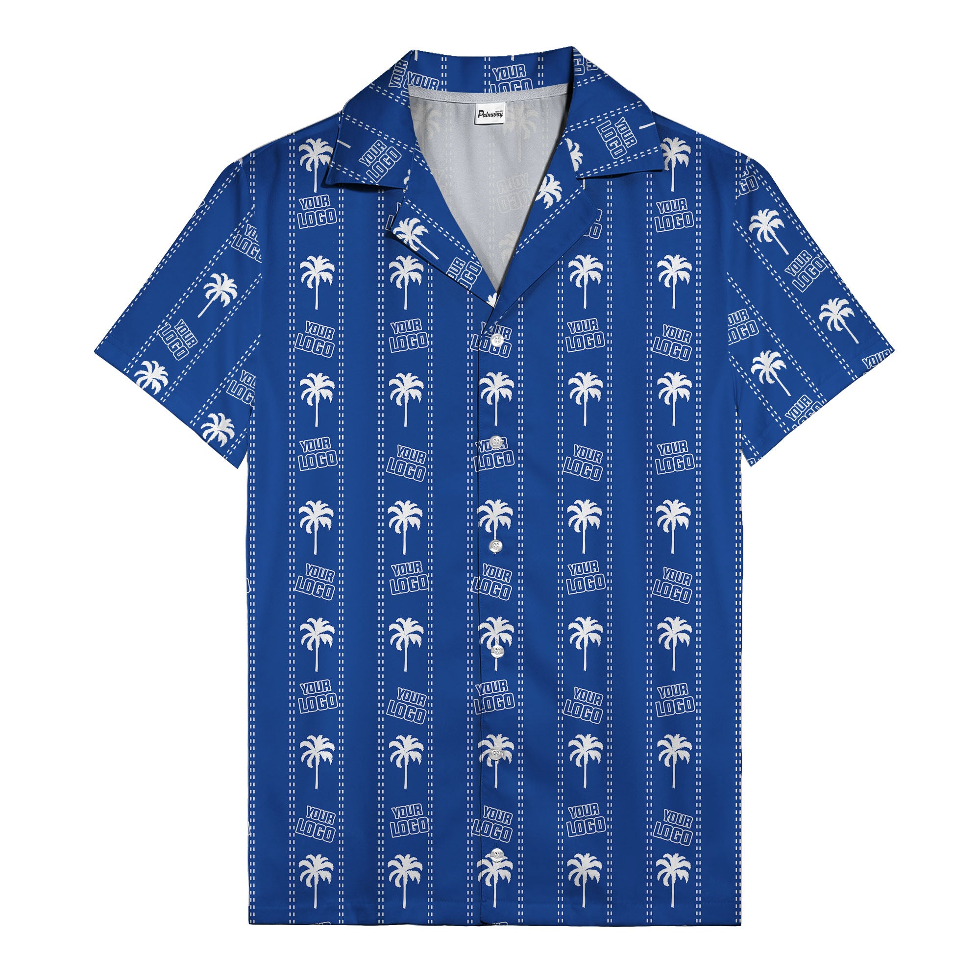 monochrome palm tree & signature logo stripe hawaiian shirt for men